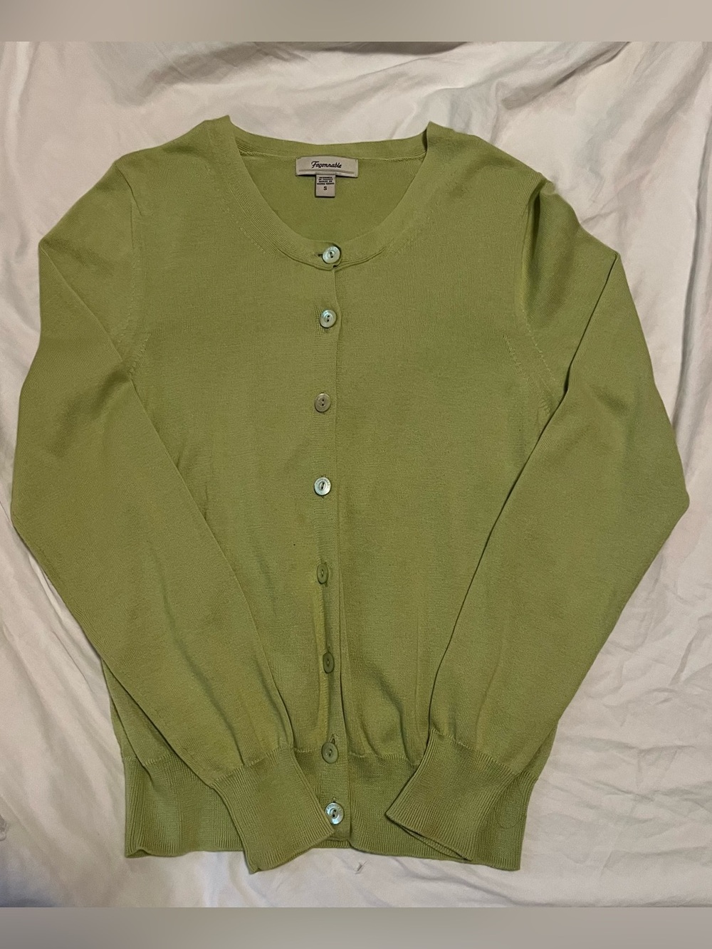 Green Faconnable Crewneck Button-Front Vintage Women’s Sweater Size S